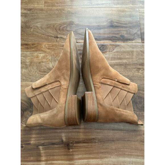 Rebecca Minkoff Jacy Chelsea Suede Ankle Boots Butterscotch Tan Camel- Size 8.5M - Picture 6 of 11
